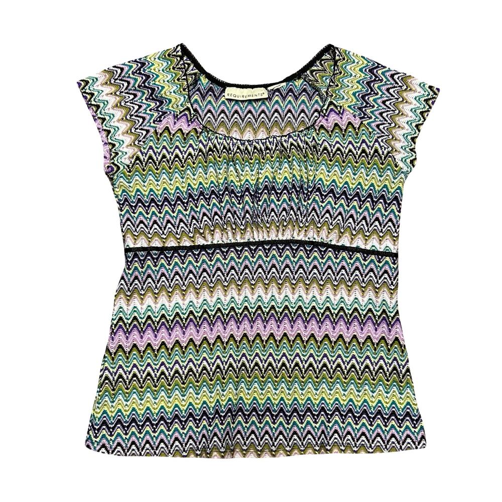Y2K Requirements Zig Zag Stripes Babydoll Top Womens Medium Purple Indie Bratz